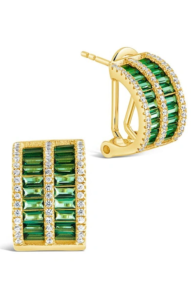Shop Sterling Forever Serena Cubic Zirconia Half Huggie Hoop Earrings In Gold/emerald