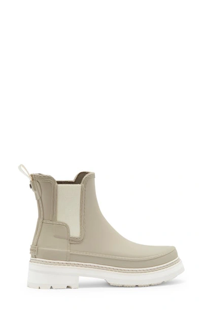 Shop Hunter Refined Stitch Waterproof Chelsea Boot In Skimming Stone/ Shaded White