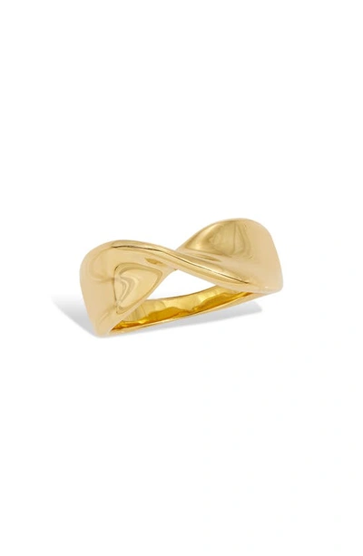 Shop Savvy Cie Jewels 18k Gold Plated Twisted Band Ring In Yellow Gold