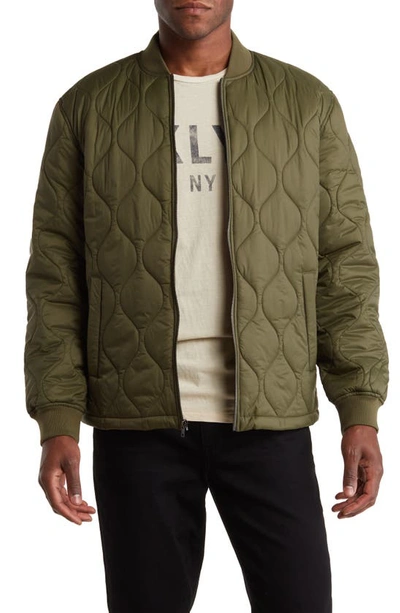 14th & Union Quilted Bomber Jacket In Olive Night