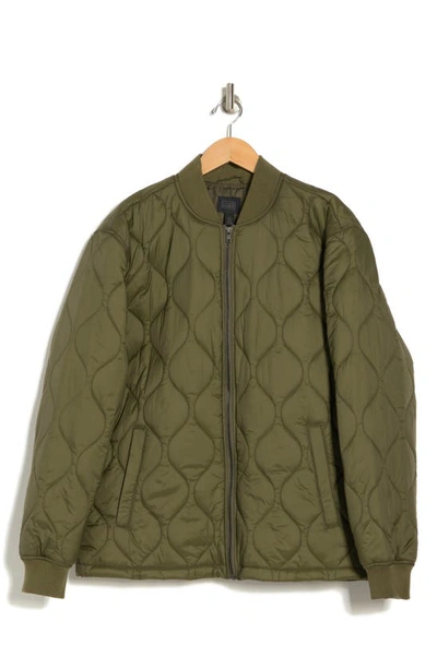 14th & Union Quilted Bomber Jacket In Olive Night