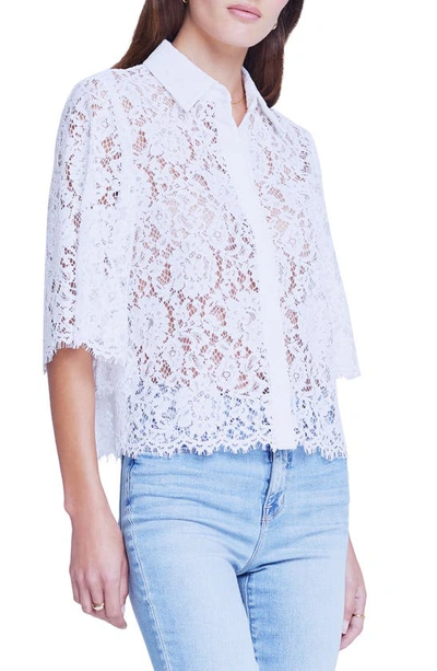 L Agence Fern Lace Button-front Blouse In White