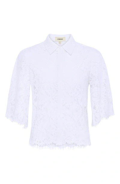 L Agence Fern Lace Button-front Blouse In White