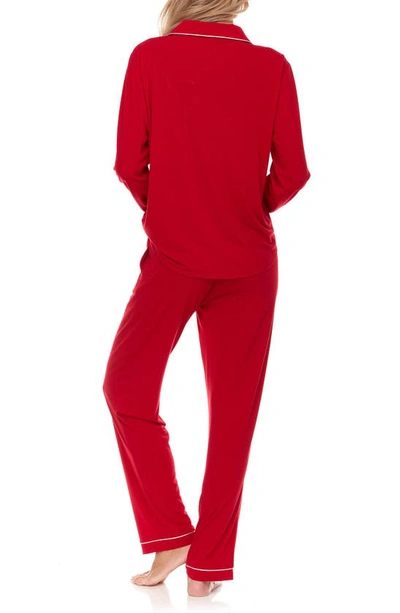Flora Nikrooz Flora By  Alice Long Sleeve Top & Pants Pajamas In Red