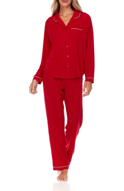 Flora Nikrooz Flora By  Alice Long Sleeve Top & Pants Pajamas In Red