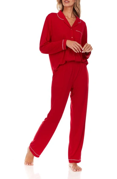 Flora Nikrooz Flora By  Alice Long Sleeve Top & Pants Pajamas In Red