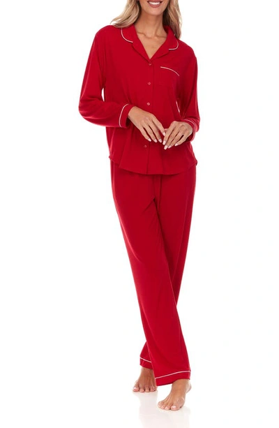 Flora Nikrooz Flora By  Alice Long Sleeve Top & Pants Pajamas In Red