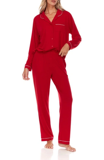 Flora Nikrooz Flora By  Alice Long Sleeve Top & Pants Pajamas In Red
