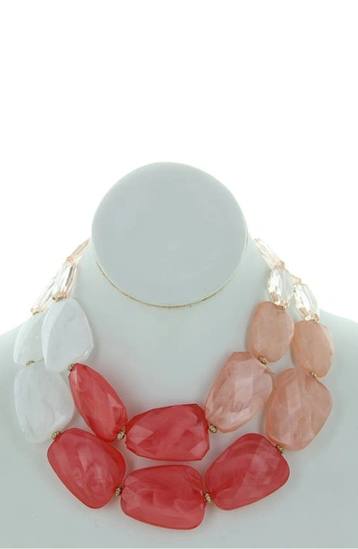 Shop Olivia Welles Riva Statement Earrings & Bib Necklace Set In Coral