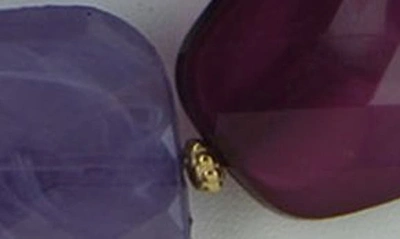 Shop Olivia Welles Riva Statement Earrings & Bib Necklace Set In Purple