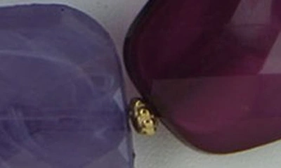 Olivia Welles Riva Statement Earrings & Bib Necklace Set In Purple
