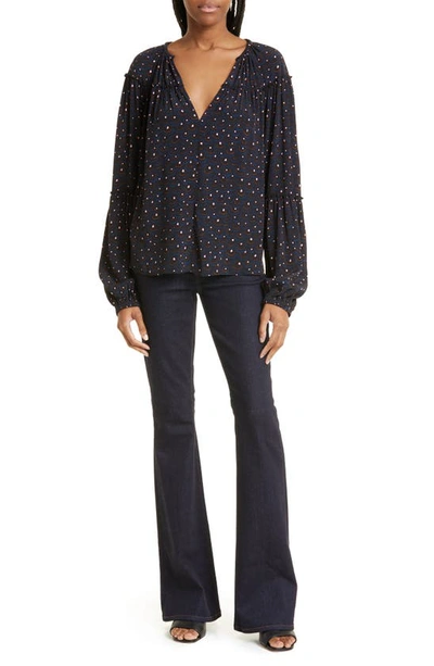 A.l.c Jenna Abstract Print Top In Black/ Blue Multi
