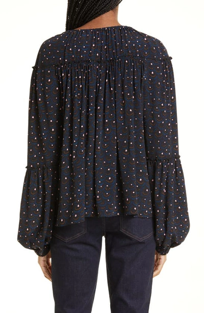A.l.c Jenna Abstract Print Top In Black/ Blue Multi