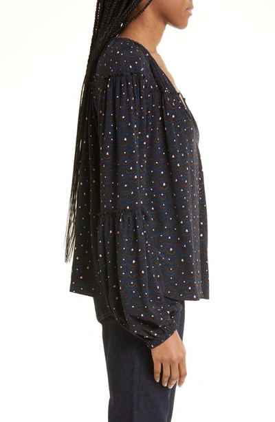 A.l.c Jenna Abstract Print Top In Black/ Blue Multi