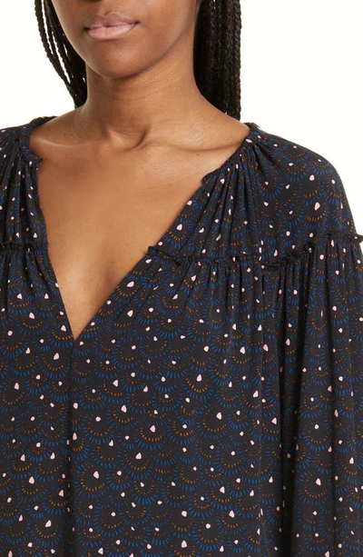 A.l.c Jenna Abstract Print Top In Black/ Blue Multi