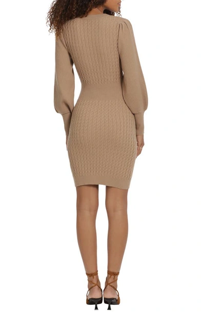 Shop Donna Morgan Cable Knit Sweater Dress In Dark Camel