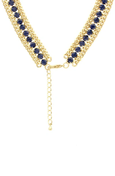 Shop Olivia Welles Crystal Row Chain Necklace In Blue