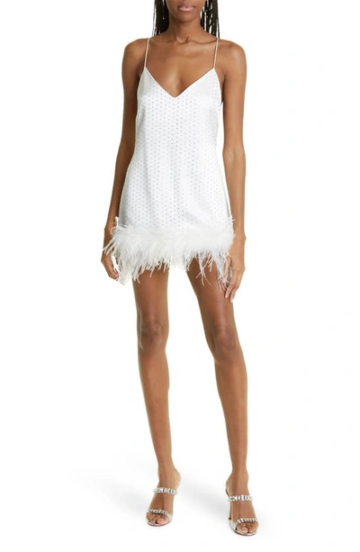 Shop Retroféte Susana Crystal & Feather Slipdress In White