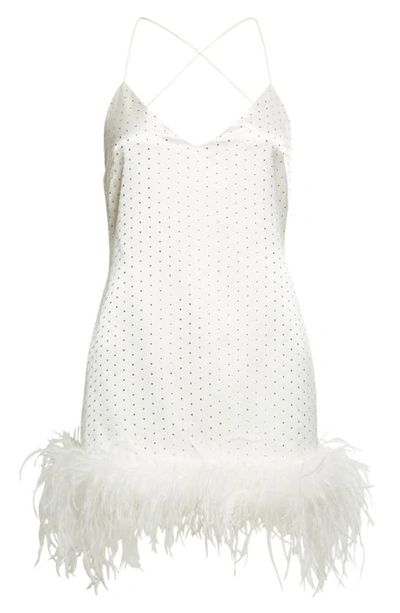 Shop Retroféte Susana Crystal & Feather Slipdress In White
