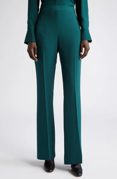 Lafayette 148 Gates Crepe Flare Leg Pants In Deep Ivy