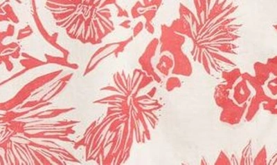 Shop Desmond & Dempsey Long Sleeve Cotton Pajamas In Cactus Flower Pink/ Ecru