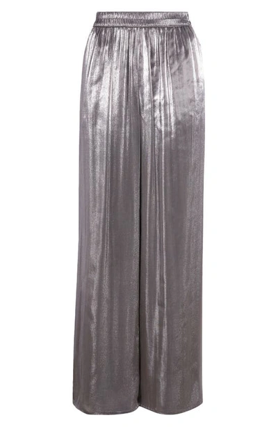 Shop Nordstrom Shine Wide Leg Pants In Metallic Silver