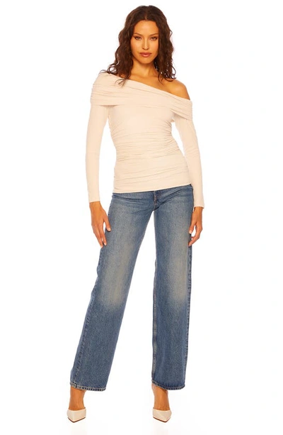 Shop Susana Monaco Ruched Off The Shoulder Top In Blanched Almond