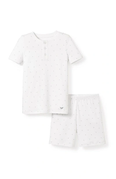 Shop Petite Plume Kids' Star Print Fitted Two-piece Pima Cotton Short Pajamas In White