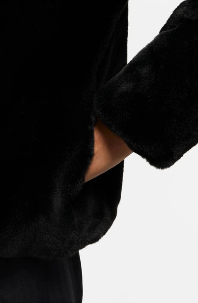 Shop Nike Sportswear Faux Fur Swoosh Jacket In Black/ Fossil