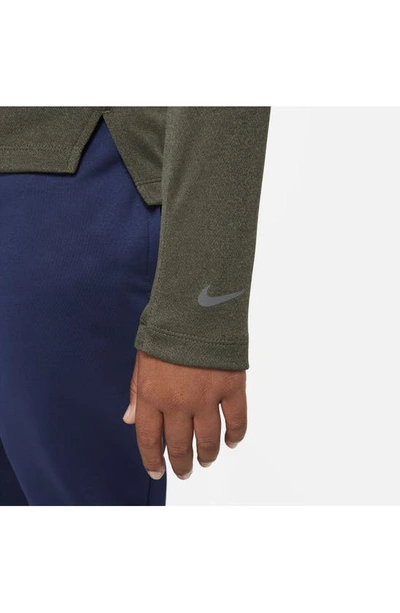 Shop Nike Kids' Dri-fit Tech Quarter Zip Pullover In Cargo Khaki/ Cargo Khaki