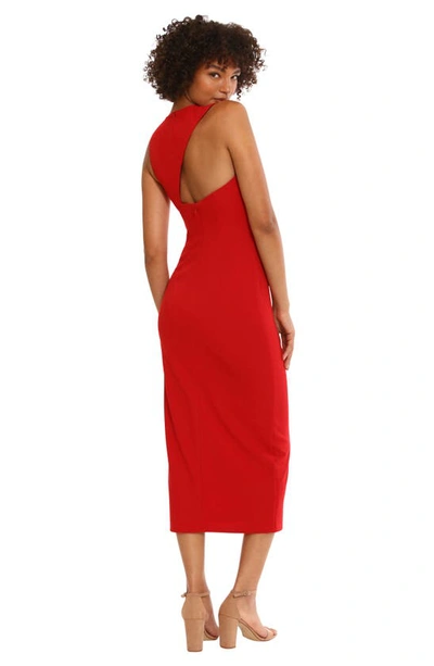 Shop Donna Morgan For Maggy High Slit Sheath Midi Dress In Barbados Cherry