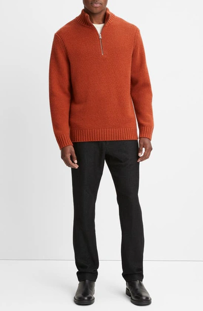 Shop Vince Relaxed Fit Quarter Zip Wool & Cashmere Sweater In Rust Amber