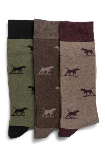 Rodd & Gunn Dogs-a-plenty Assorted 3-pack Cotton Blend Crew Socks In Earth Multi