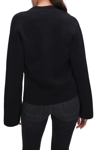 Shop Good American Boxy Cotton Blend Sweater In Black