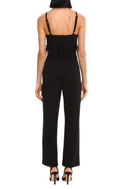 Shop Donna Morgan For Maggy Feather Waist Jumpsuit In Black