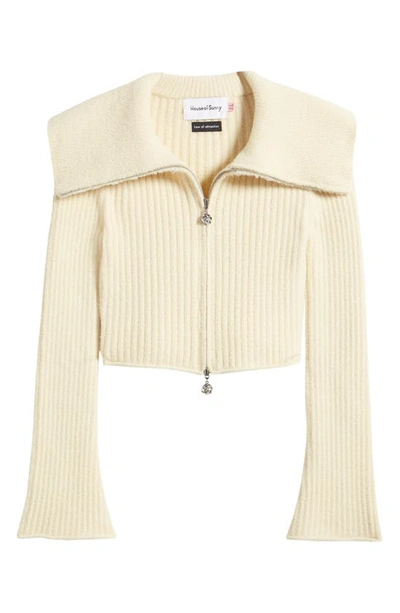 Shop House Of Sunny Peggy Rib Crop Cardigan In Butter