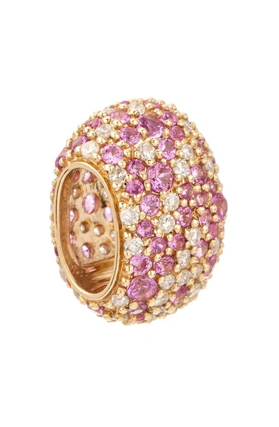 Shop Adina Reyter Pavé Sapphire & Diamond Pendant Charm In Yellow Gold/ Pink