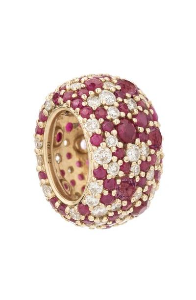 Shop Adina Reyter Pavé Sapphire & Diamond Pendant Charm In Yellow Gold/ Burgundy