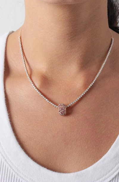 Shop Adina Reyter Pavé Diamond Charm Necklace In Yellow Gold/ Pink