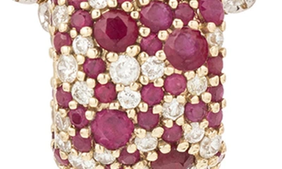 Shop Adina Reyter Pavé Diamond Charm Necklace In Yellow Gold/ Burgundy