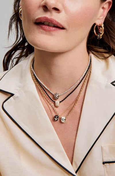 Shop Adina Reyter Pavé Diamond Charm Necklace In Yellow Gold/ Black