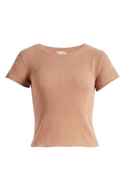 Shop Free People Luxe Life Rib Baby T-shirt In Camel