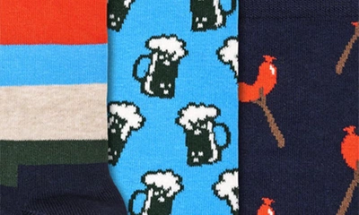Shop Happy Socks Assorted 3-pack Crew Socks Gift Set In Navy