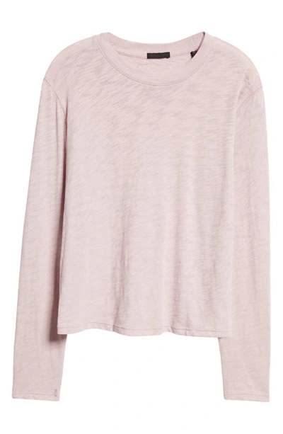 Shop Atm Anthony Thomas Melillo Long Sleeve Cotton Slub Jersey Top In Pink Lilac