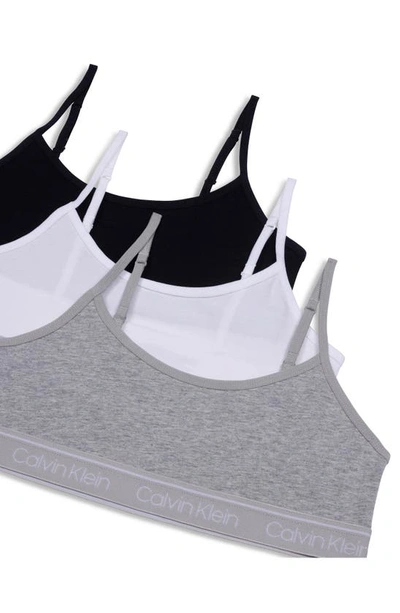 Shop Calvin Klein Kids' Assorted 3-pack Stretch Cotton Bralettes In Heather Grey/ Black/ White
