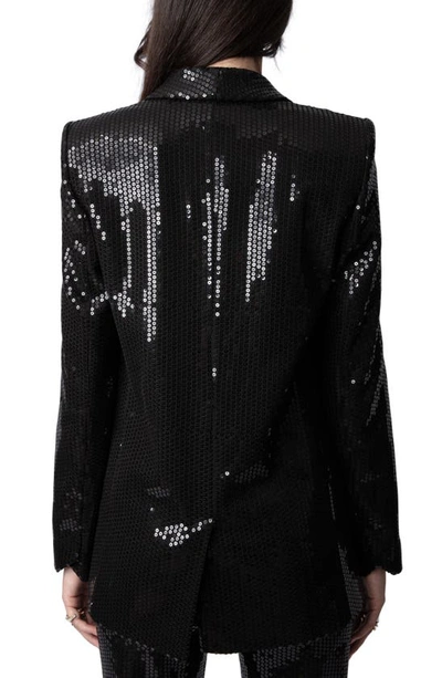 Shop Zadig & Voltaire Vive Sequin Tuxedo Blazer In Noir