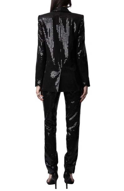 Shop Zadig & Voltaire Vive Sequin Tuxedo Blazer In Noir