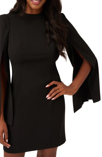 Shop Adrianna Papell Long Split Sleeve Scuba Crepe Dress In Black