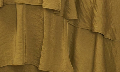 Shop Vince Camuto Flutter Sleeve Tiered Dress In Olive