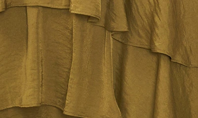 Vince Camuto Flutter Sleeve Tiered Dress In Olive
